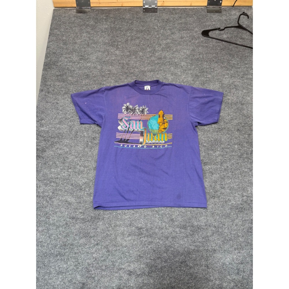 Vintage San Juan Puerto Rico T Shirt Mens XL‎ Purple America Project 90s Graphic